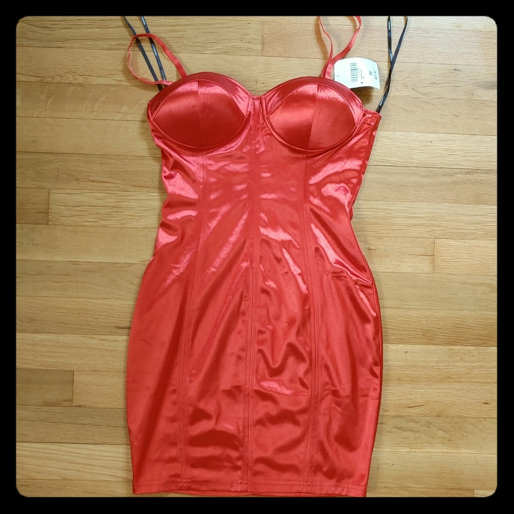Red Bustier Slip Bodycon Dress